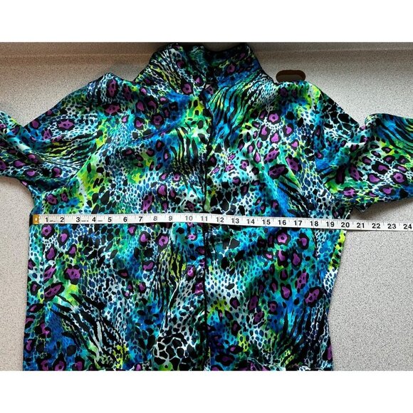 Victoria Secret Button Up Pajama Top Women Medium Animal Print Vibrant Blue - Picture 7 of 9